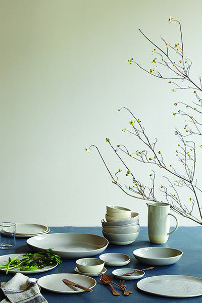 Canvas Home Shell Bisque Blue Porcelain Round Serving Bowl