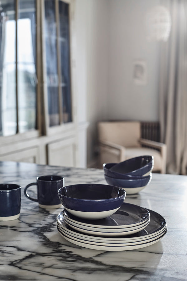 Canvas Home Shell Bisque Indigo Porcelain Dinner Plate Set Of 4