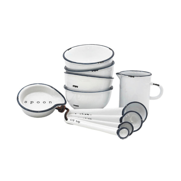 canvas home Tinware 7-Piece Prep Set- White w/ Slate Rim