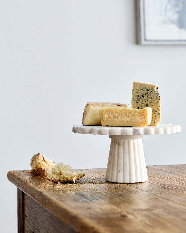 Canvas Home Verona Scalloped White Marble Cake Stand