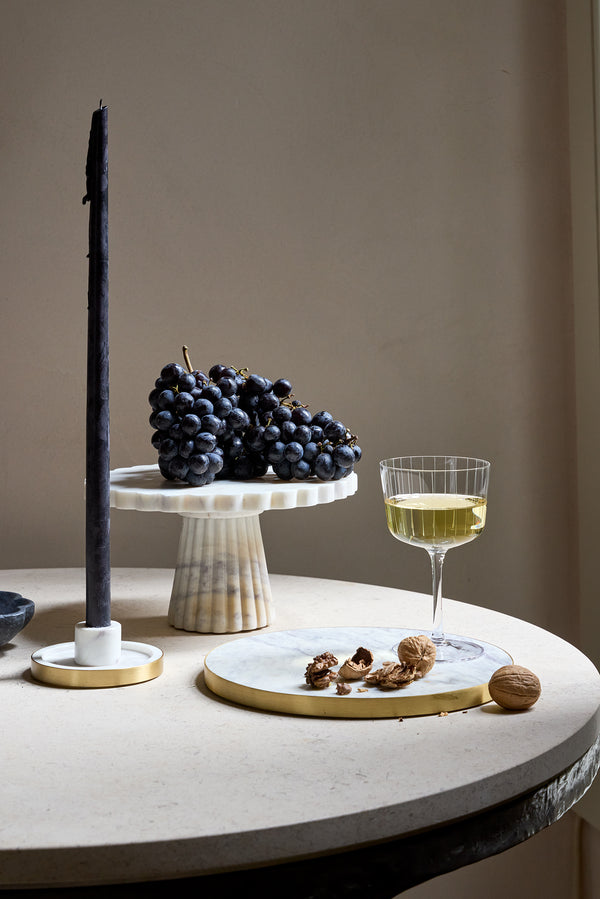 Canvas Home Verona Scalloped White Marble Cake Stand