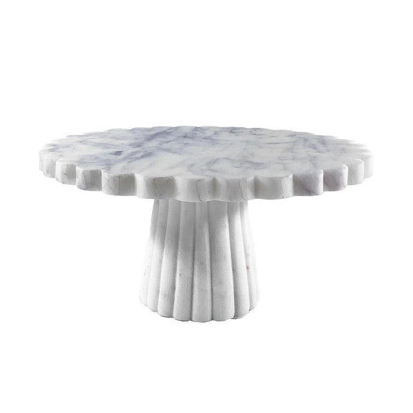 canvas home Verona Scalloped White Marble Cake Stand