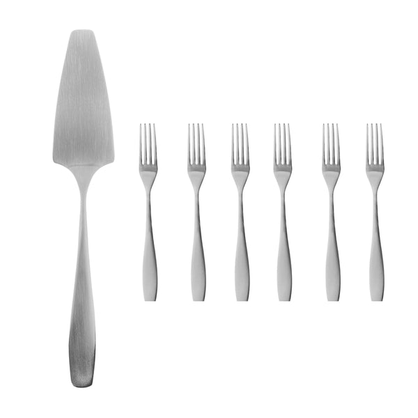 canvas home Voss Brushed Stainless Steel 7 Piece Cake Service Set