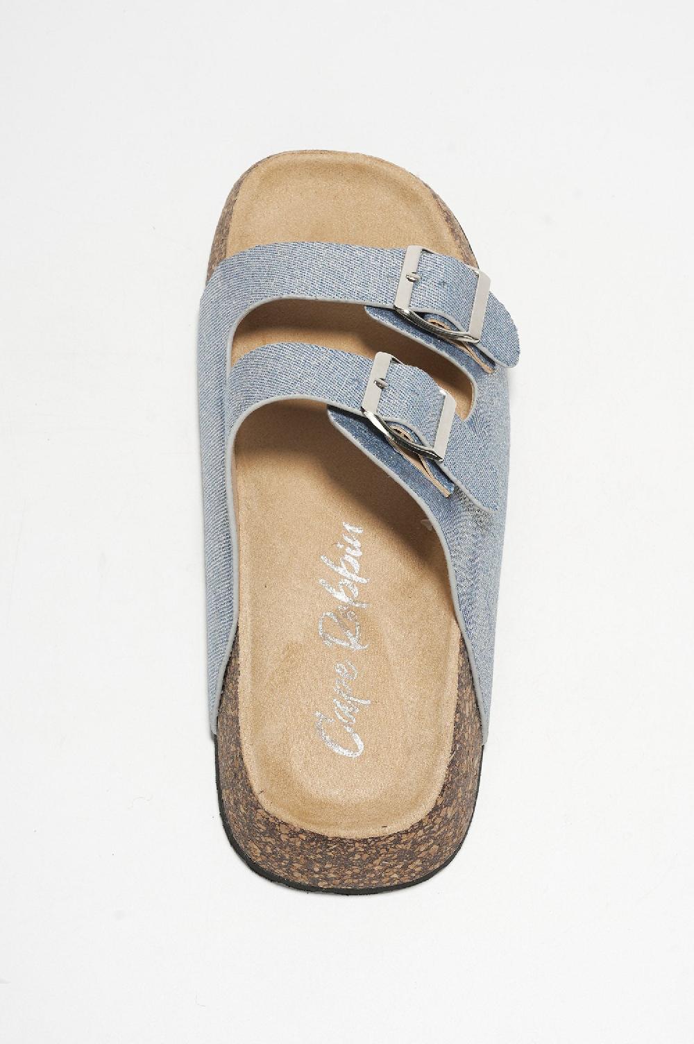 Cape Robbin Alia Buckled Metallic Fiber Flatform Sandals - Silver