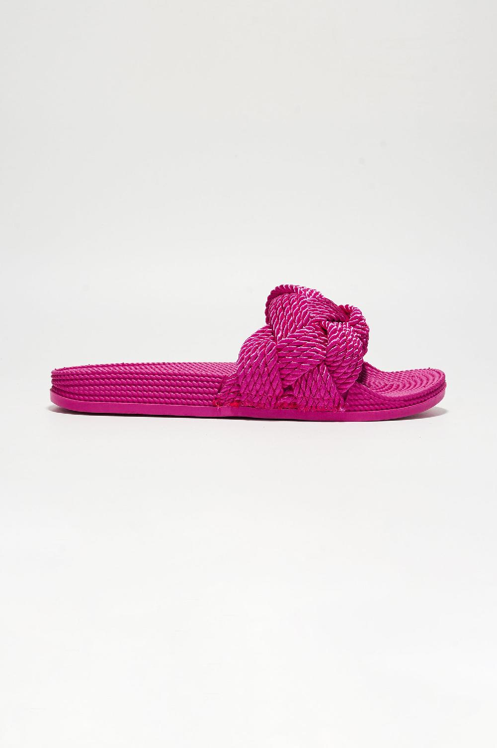 Cape Robbin Annissa Rope Knot Slide Sandals - Fuchsia