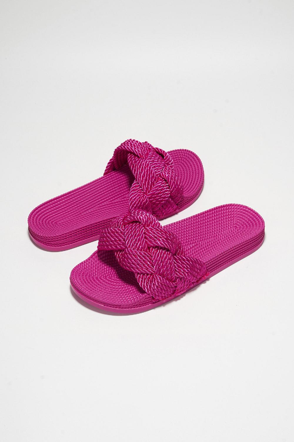 Cape Robbin Annissa Rope Knot Slide Sandals - Fuchsia