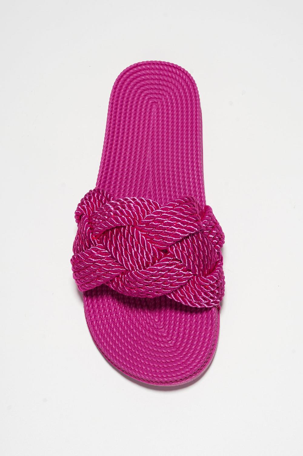 Cape Robbin Annissa Rope Knot Slide Sandals - Fuchsia