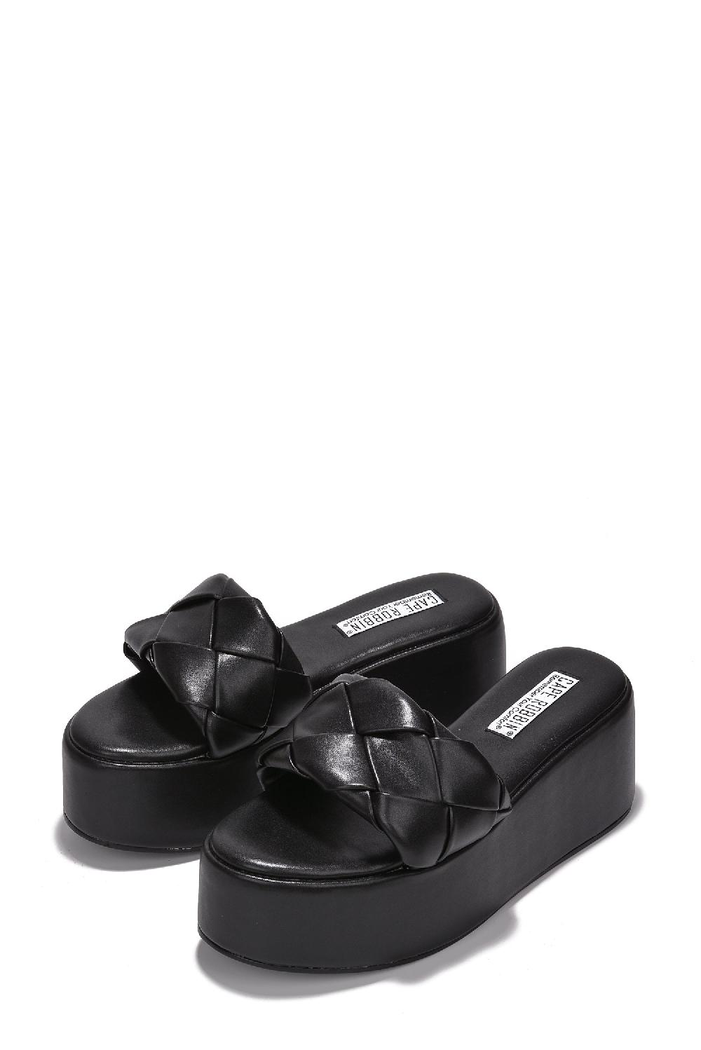 Cape Robbin Anona Round Toe 2-inch Slip-On Platforms - Black