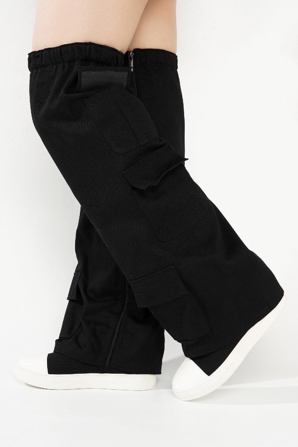 Cape Robbin Ashleigh Cargo Pants Thigh High Boots - Black