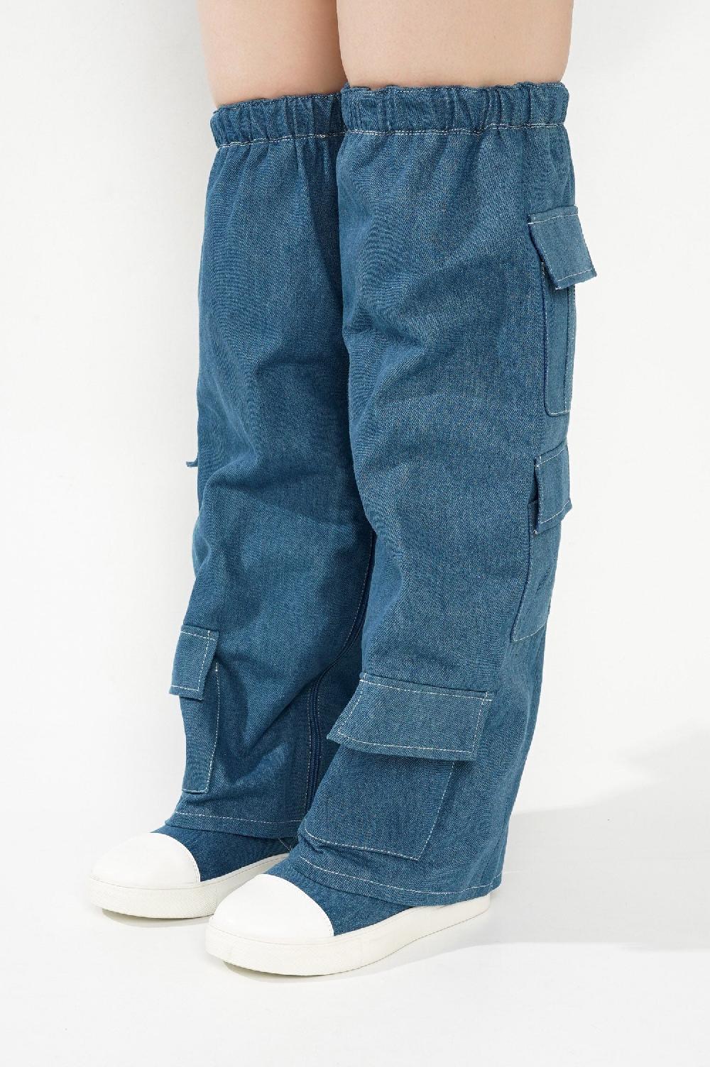 Cape Robbin Ashleigh Cargo Pants Thigh High Boots - Denim