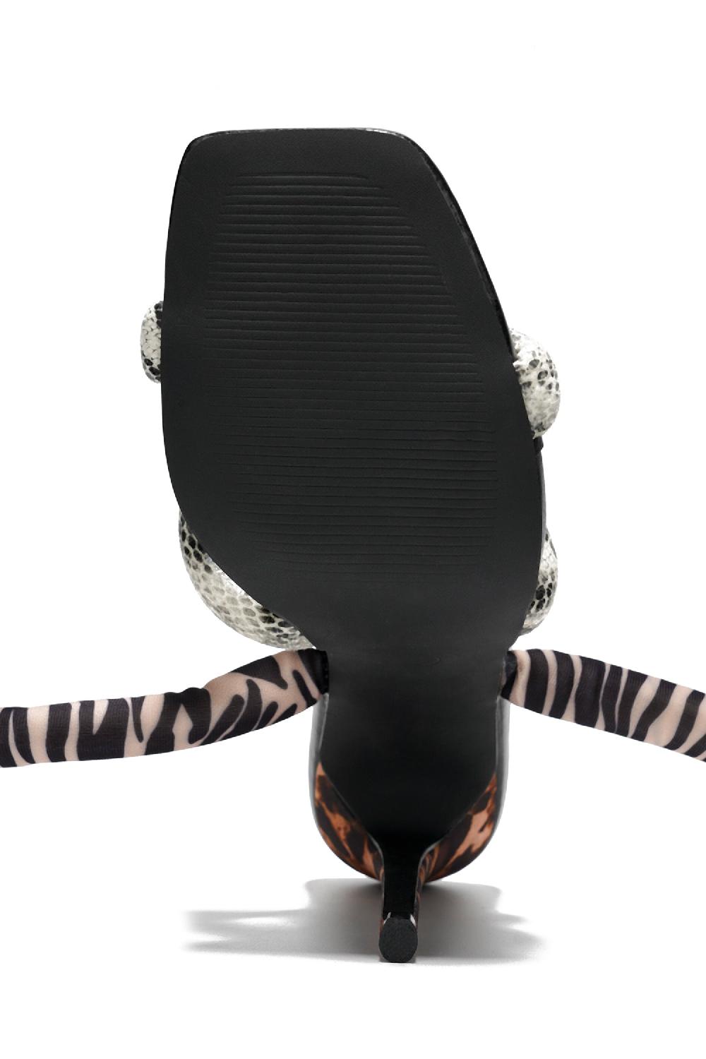 Cape Robbin Astrid Thick Lace Stiletto Strappy Heels - Animal