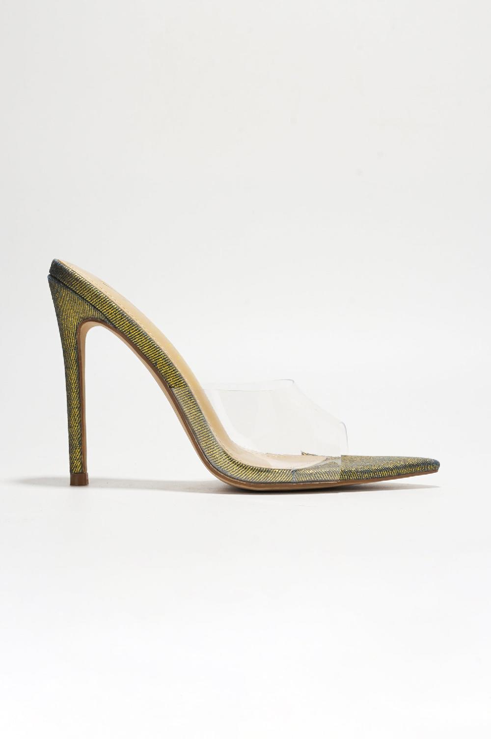 Cape Robbin Berry Slip-on Pointy Toe Heels With Clear Upper - Gold