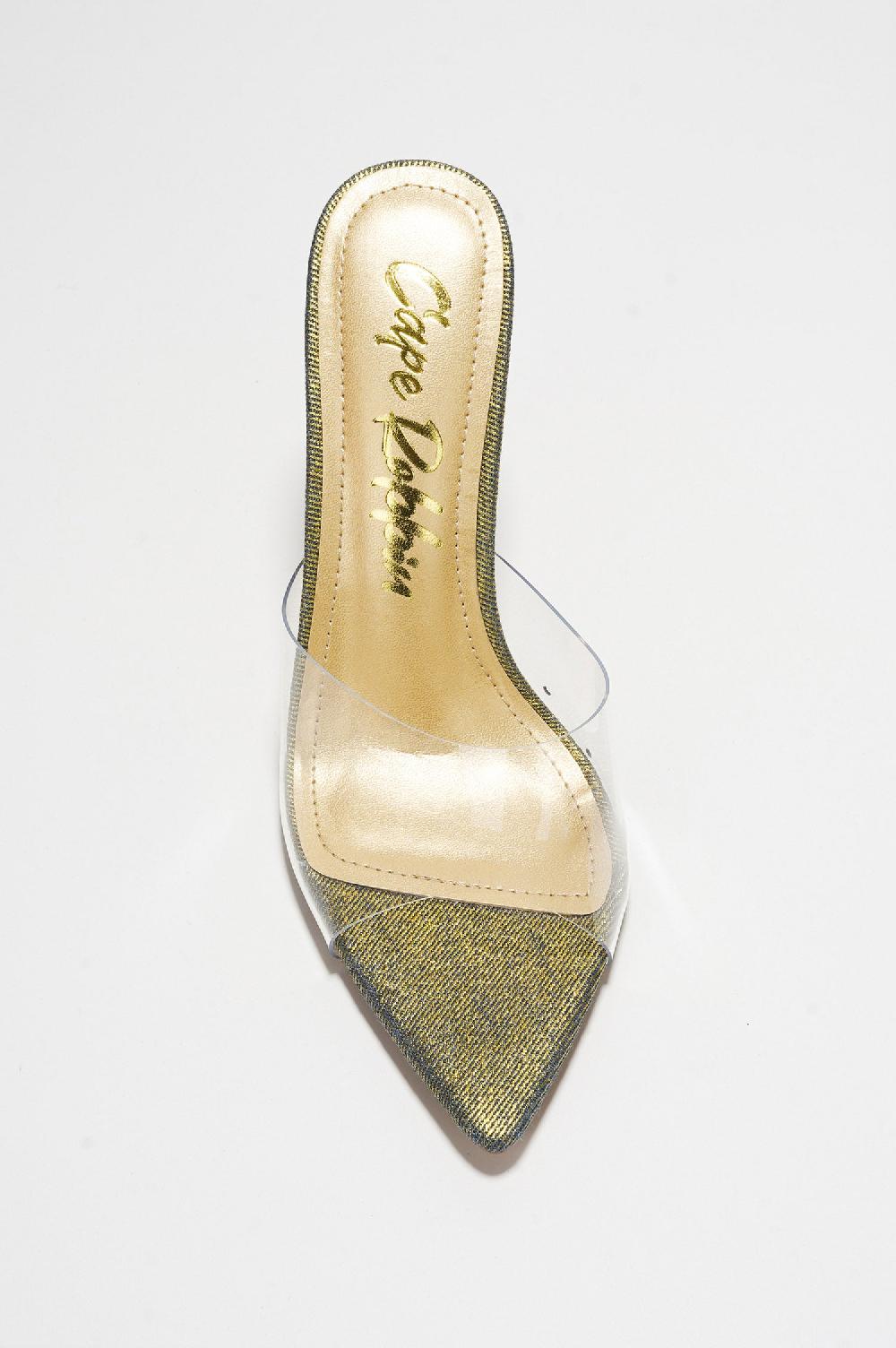 Cape Robbin Berry Slip-on Pointy Toe Heels With Clear Upper - Gold