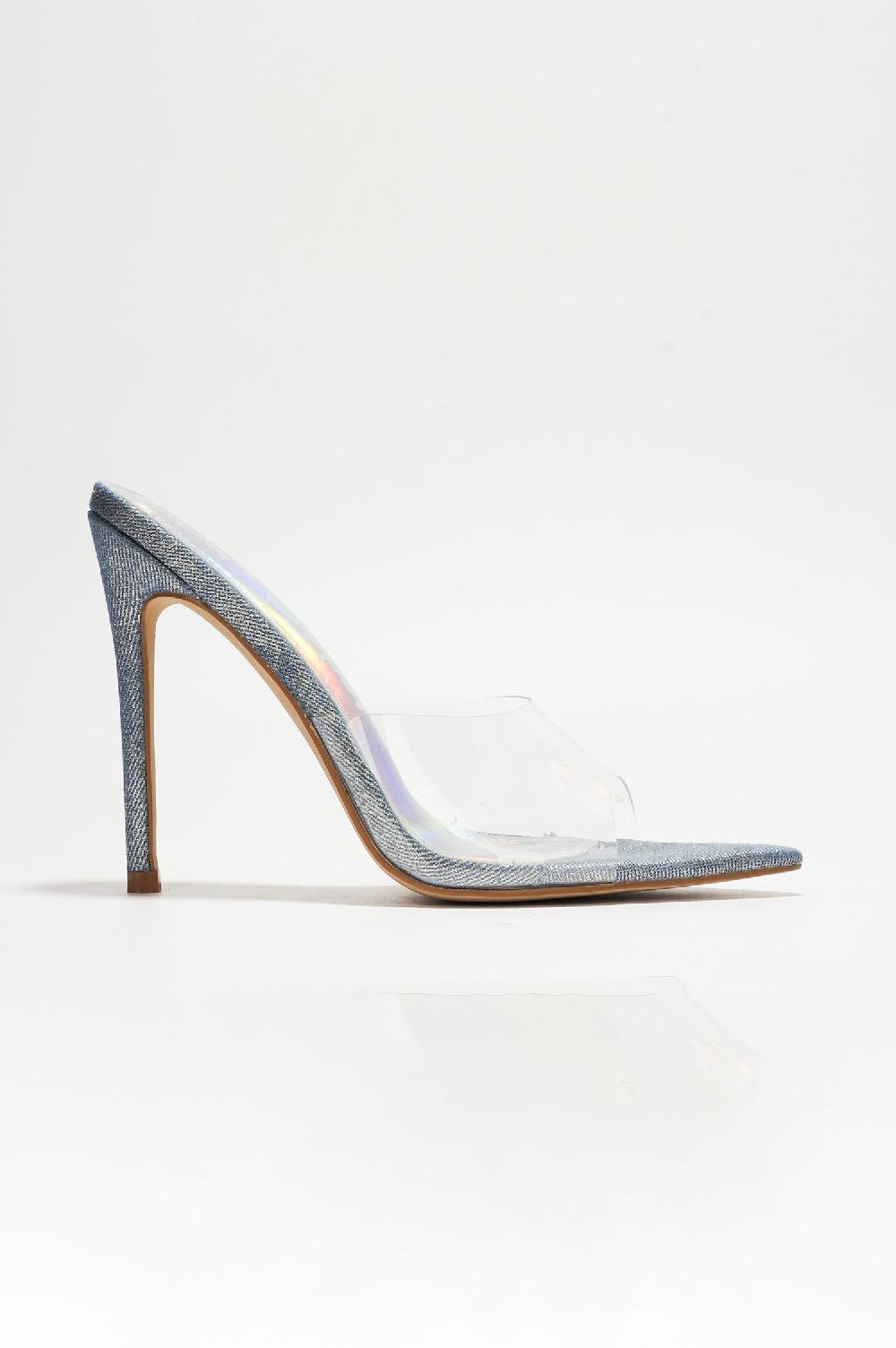 Cape Robbin Berry Slip-on Pointy Toe Heels With Clear Upper - Silver