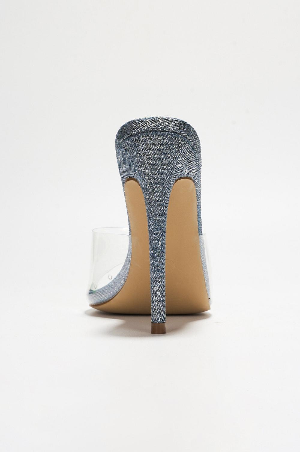 Cape Robbin Berry Slip-on Pointy Toe Heels With Clear Upper - Silver