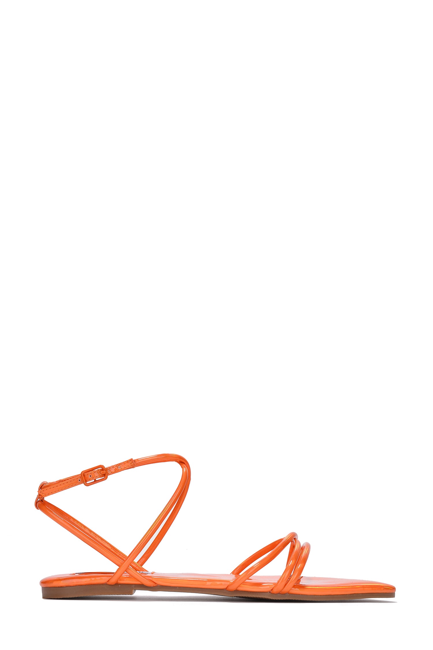 Cape Robbin Bibi Open Toe Strappy Flat Sandals With Ankle Strap - Orange