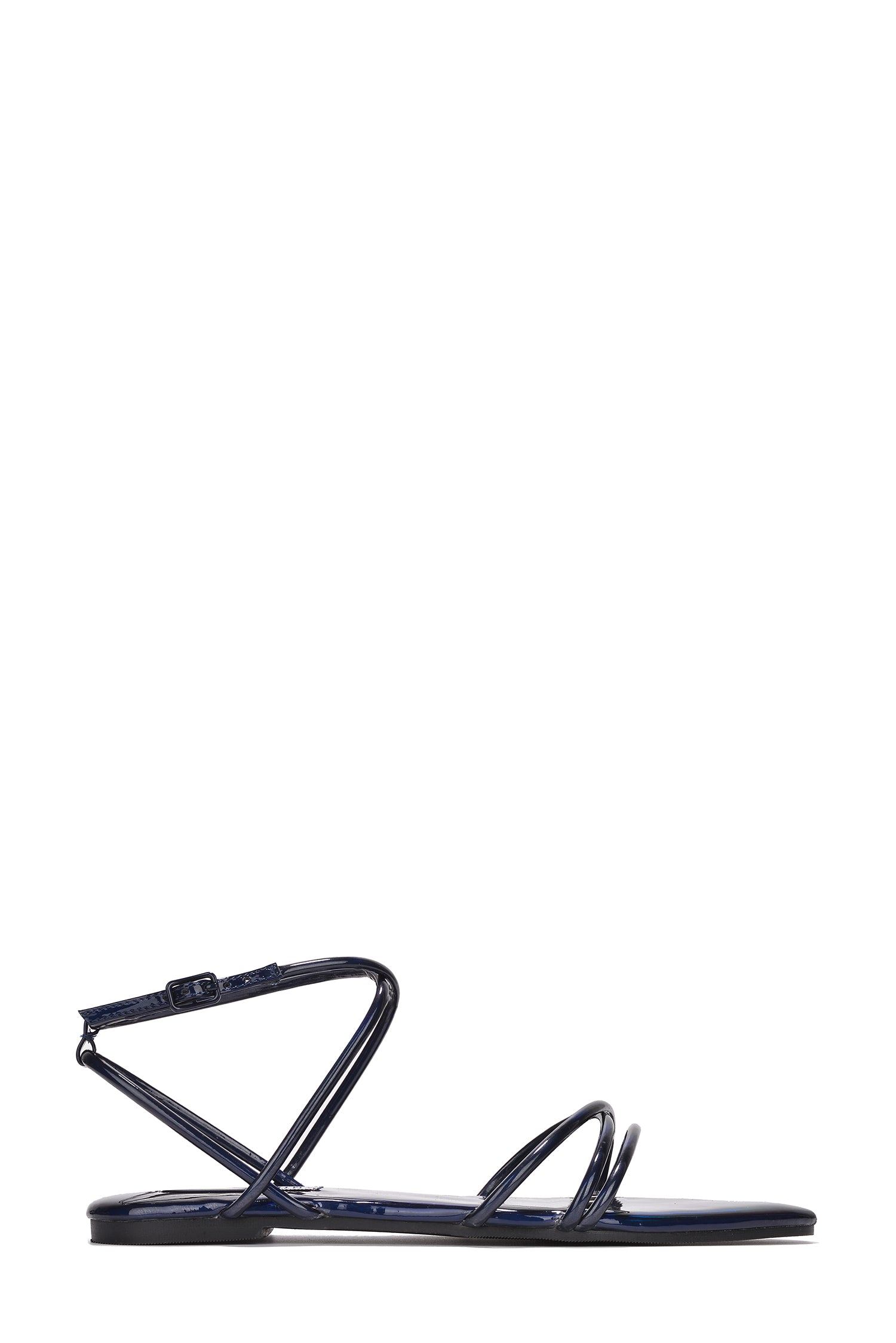 Cape Robbin Bibi Open Toe Strappy Flat Sandals With Ankle Strap - Black