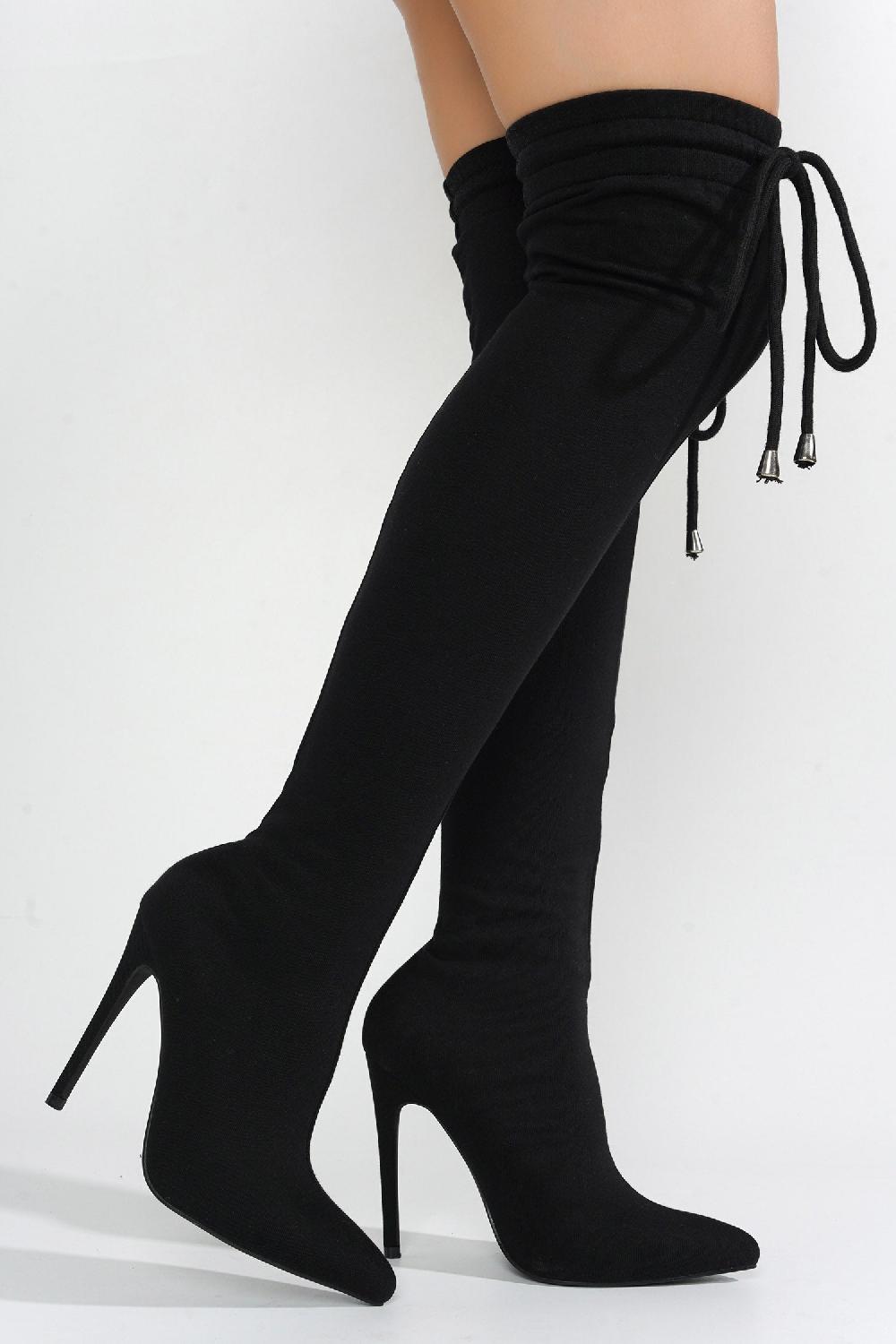 Cape Robbin Cahoka Over-the-Knee Stiletto Heel Boots - Black