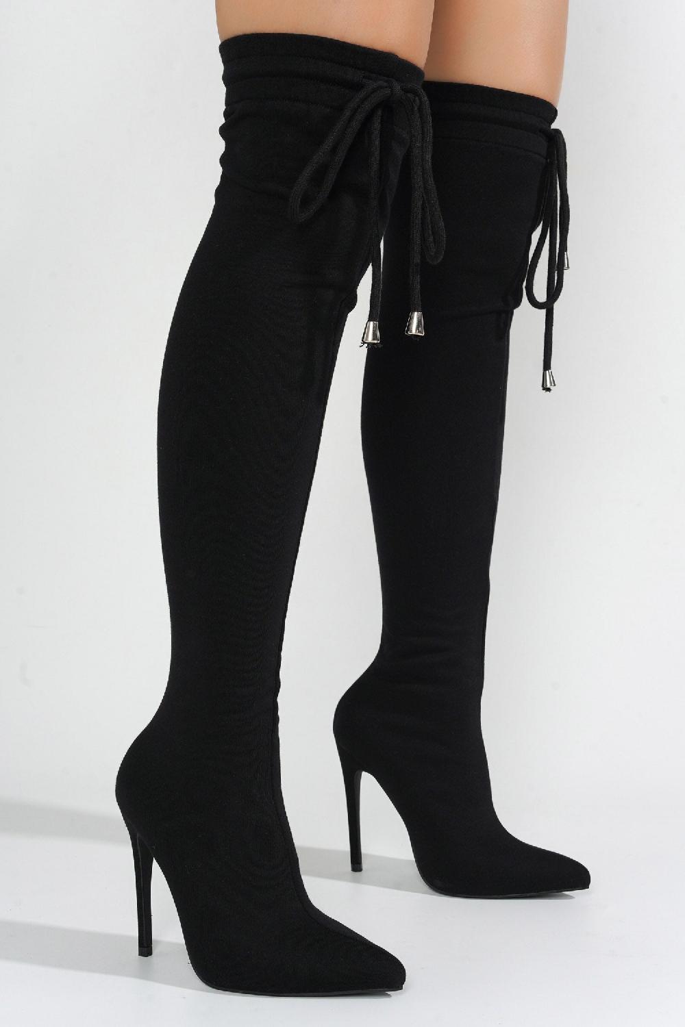 Cape Robbin Cahoka Over-the-Knee Stiletto Heel Boots - Black