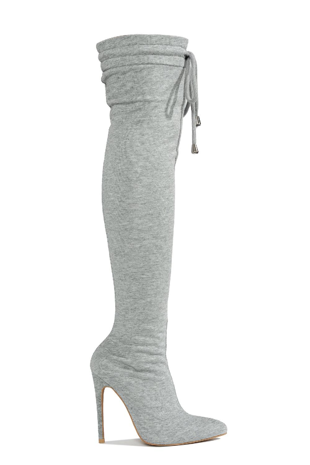 Cape Robbin Cahoka Over-the-Knee Stiletto Heel Boots - Grey