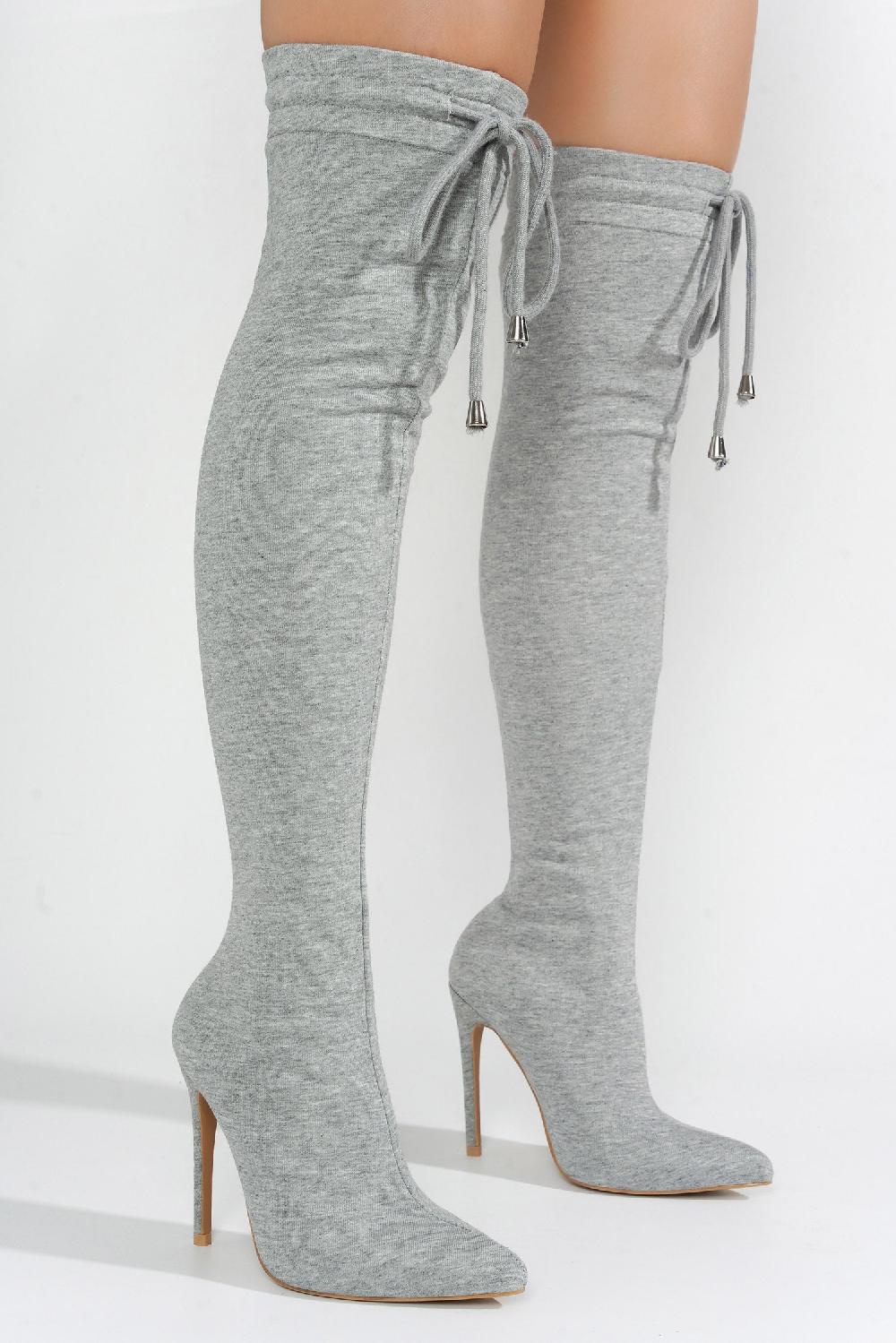 Cape Robbin Cahoka Over-the-Knee Stiletto Heel Boots - Grey