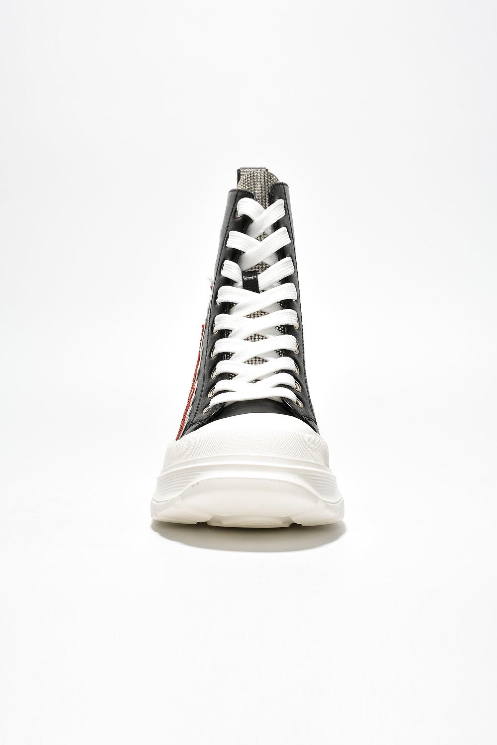 Cape Robbin Cammie Rhinestone Flame High Top Lug Sneakers - Black