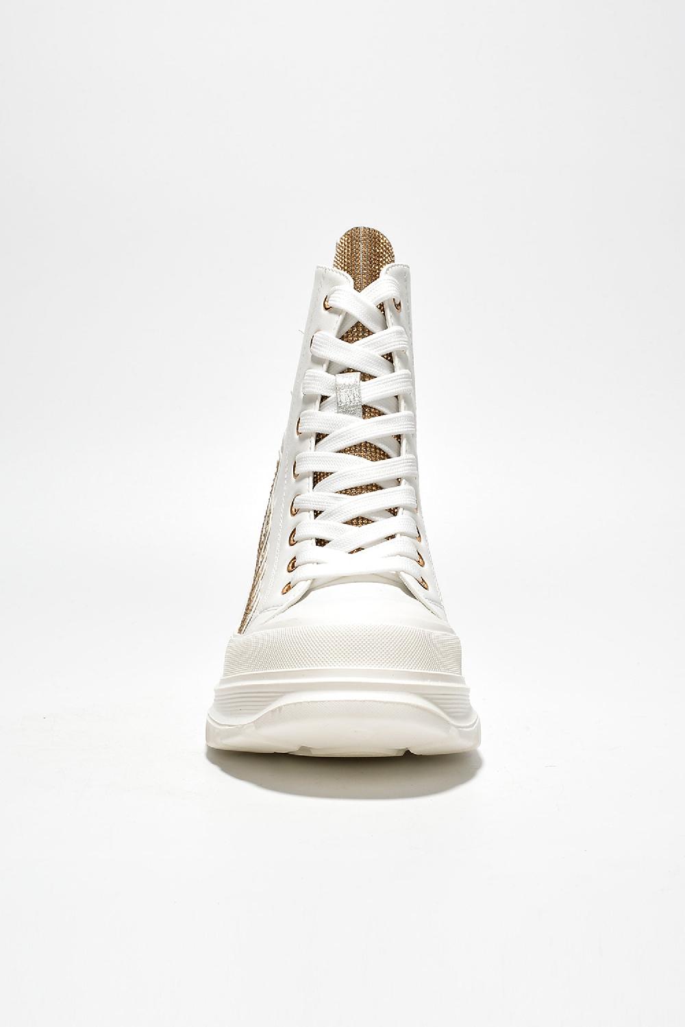 Cape Robbin Cammie Rhinestone Flame High Top Lug Sneakers - Gold