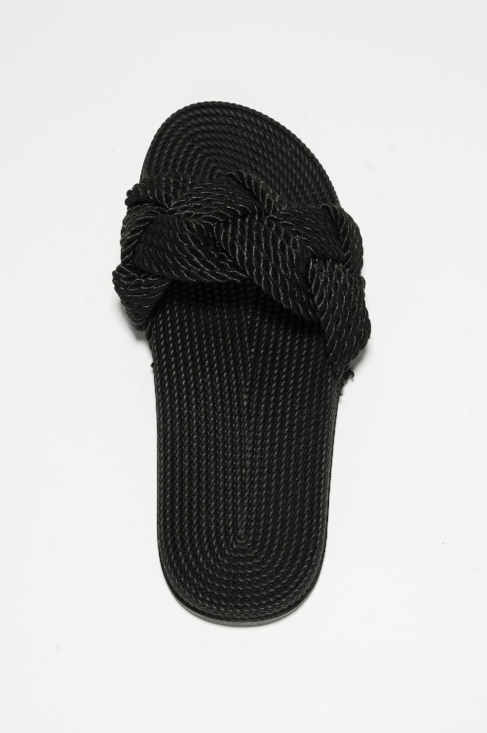 Cape Robbin Annissa Rope Knot Slide Sandals - Black