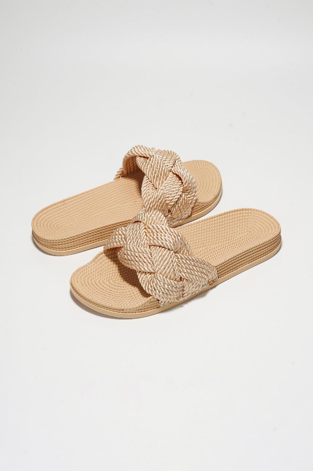 Cape Robbin Annissa Rope Knot Slide Sandals - Nude