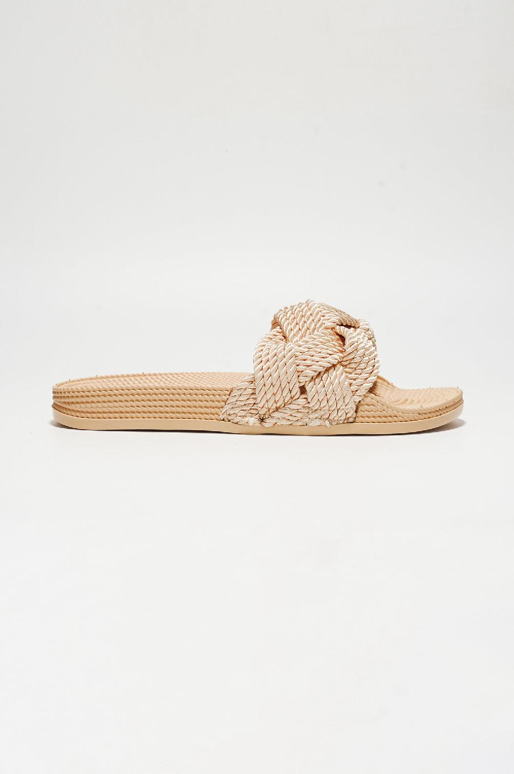 Cape Robbin Annissa Rope Knot Slide Sandals - Nude