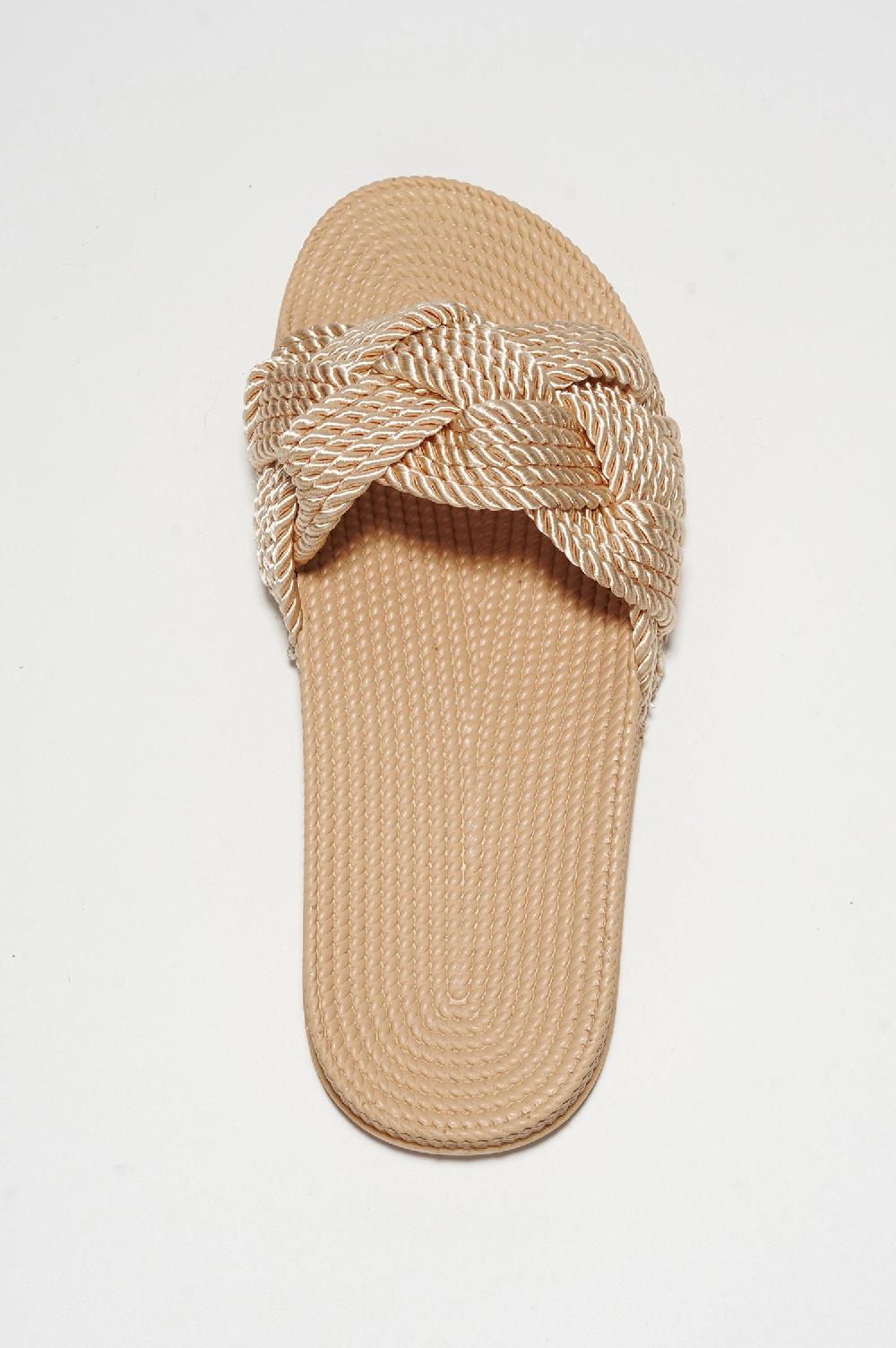 Cape Robbin Annissa Rope Knot Slide Sandals - Nude