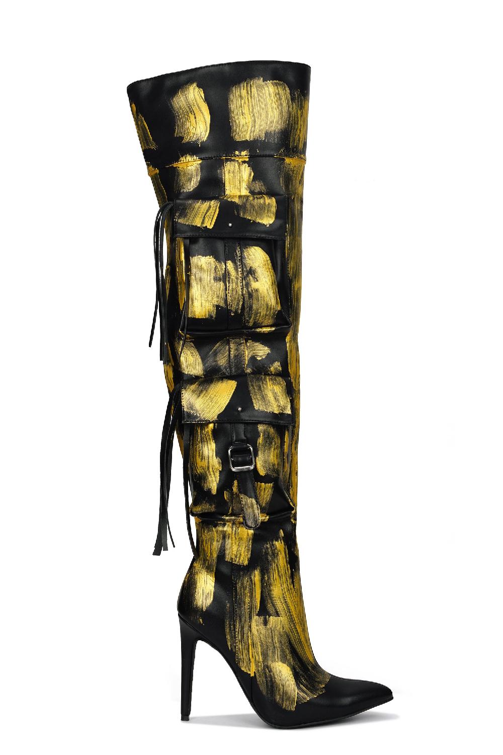 Cape Robbin Detroit Thigh-High Boots - Gold