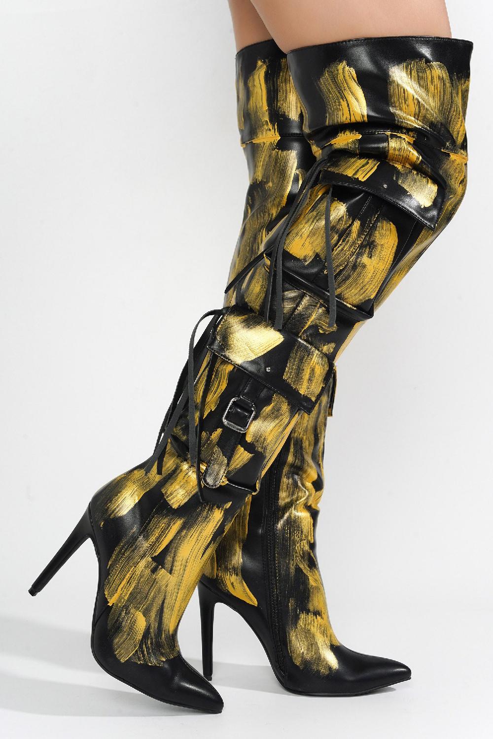 Cape Robbin Detroit Thigh-High Boots - Gold