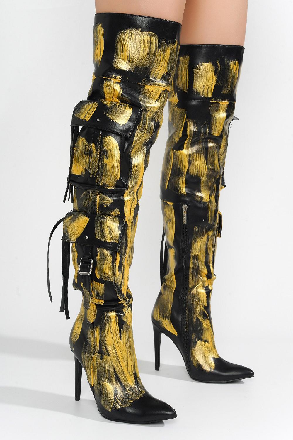 Cape Robbin Detroit Thigh-High Boots - Gold