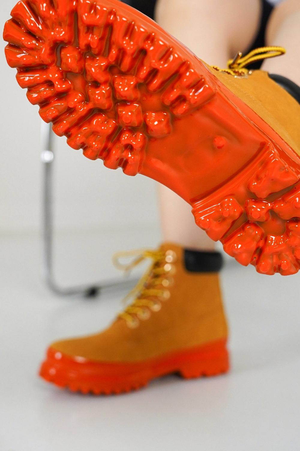 Cape Robbin Gretna Color-Block Lace-up Boots - Red