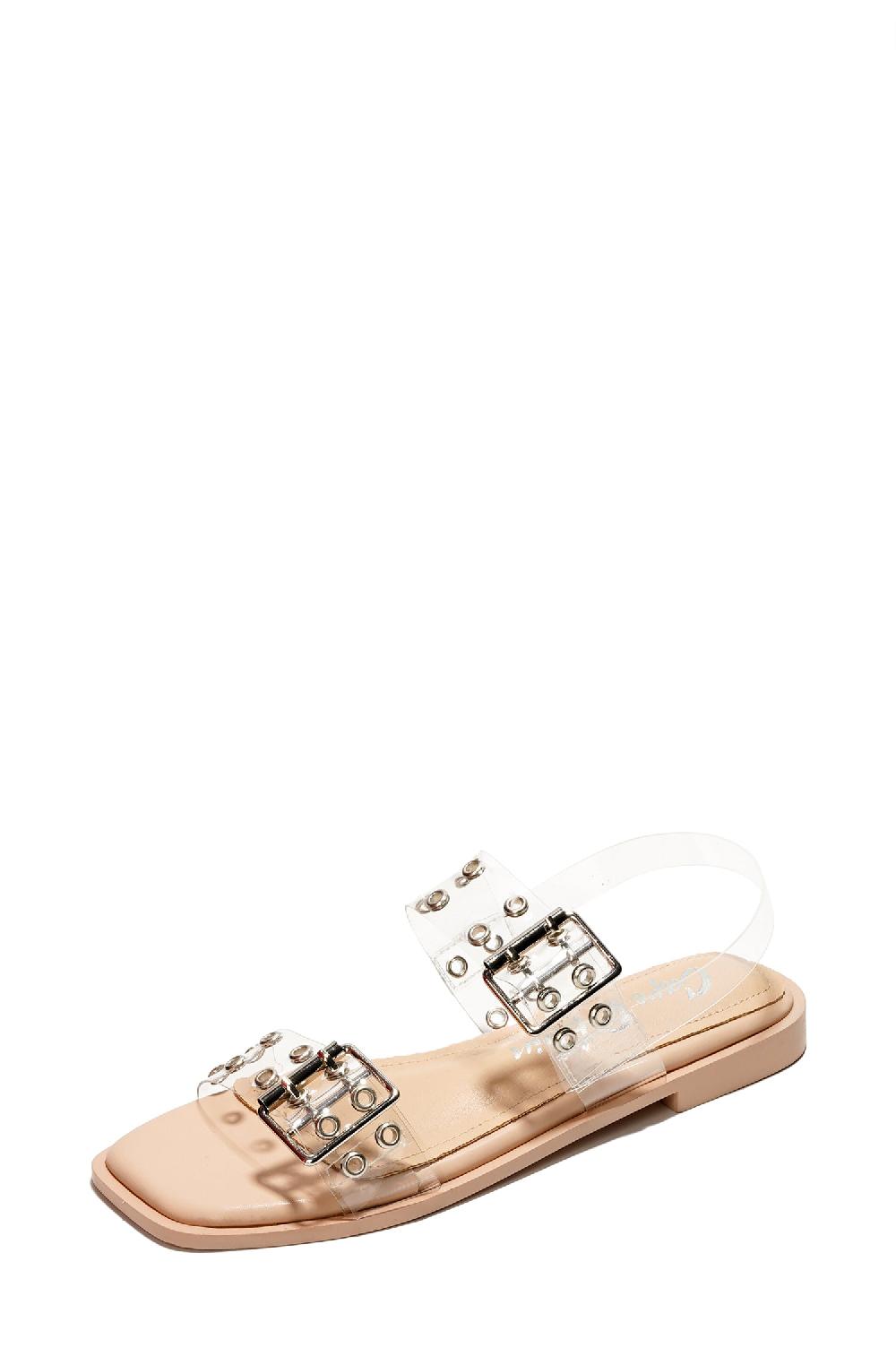 Cape Robbin Mara Buckle Slingback Sandals - Clear