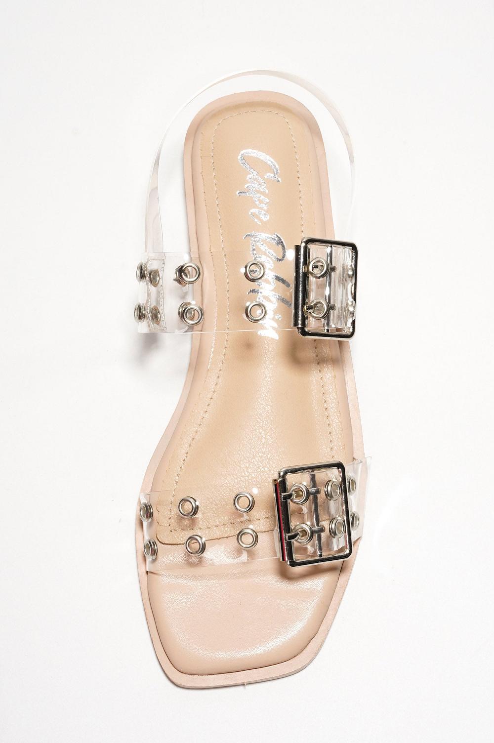 Cape Robbin Mara Buckle Slingback Sandals - Clear