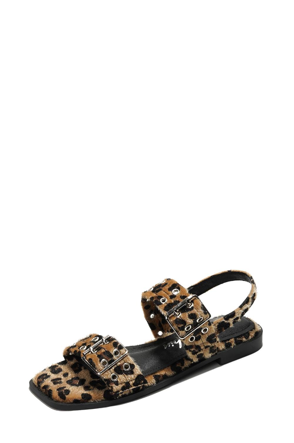 Cape Robbin Mara Buckle Slingback Sandals - Leopard