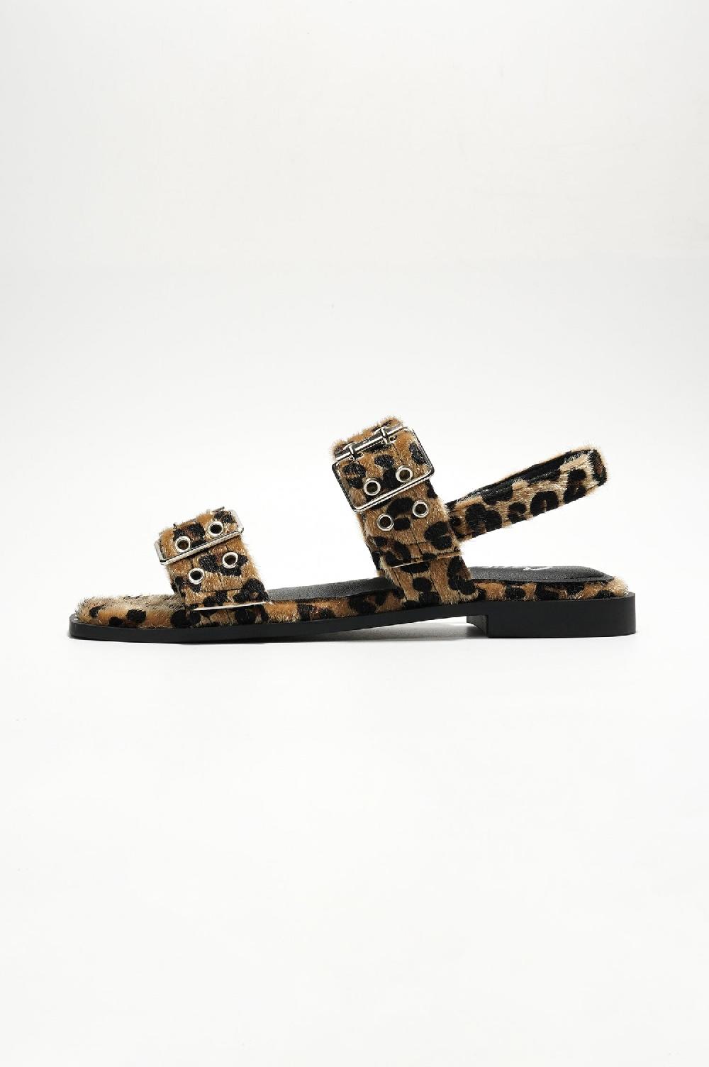 Cape Robbin Mara Buckle Slingback Sandals - Leopard