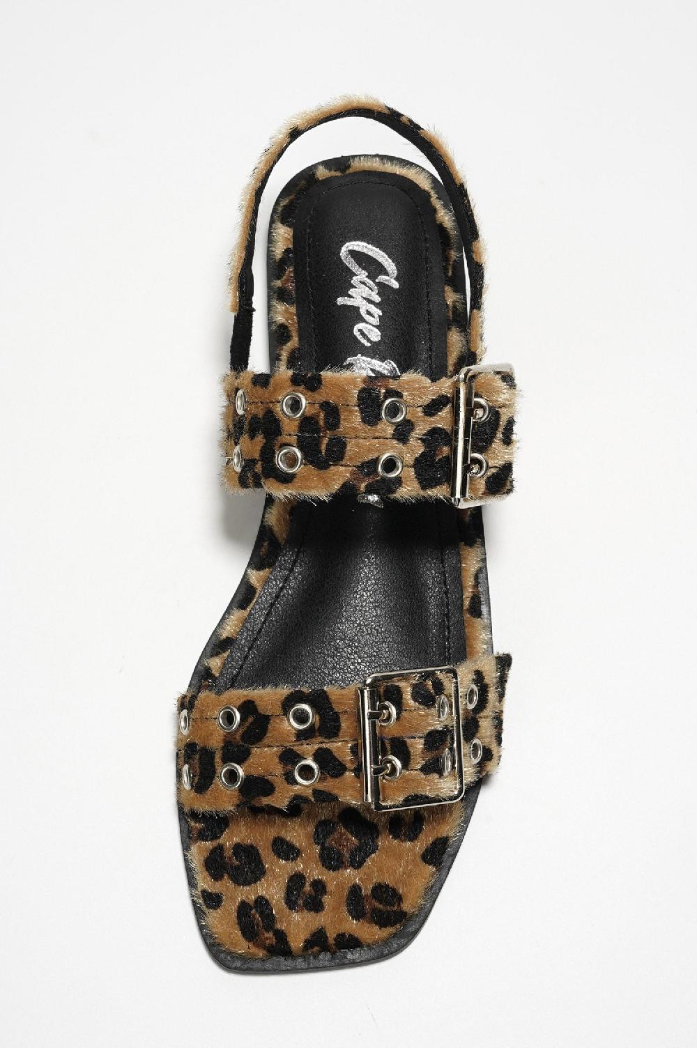 Cape Robbin Mara Buckle Slingback Sandals - Leopard