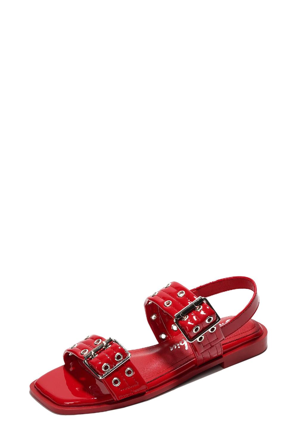 Cape Robbin Mara Buckle Slingback Sandals - Red
