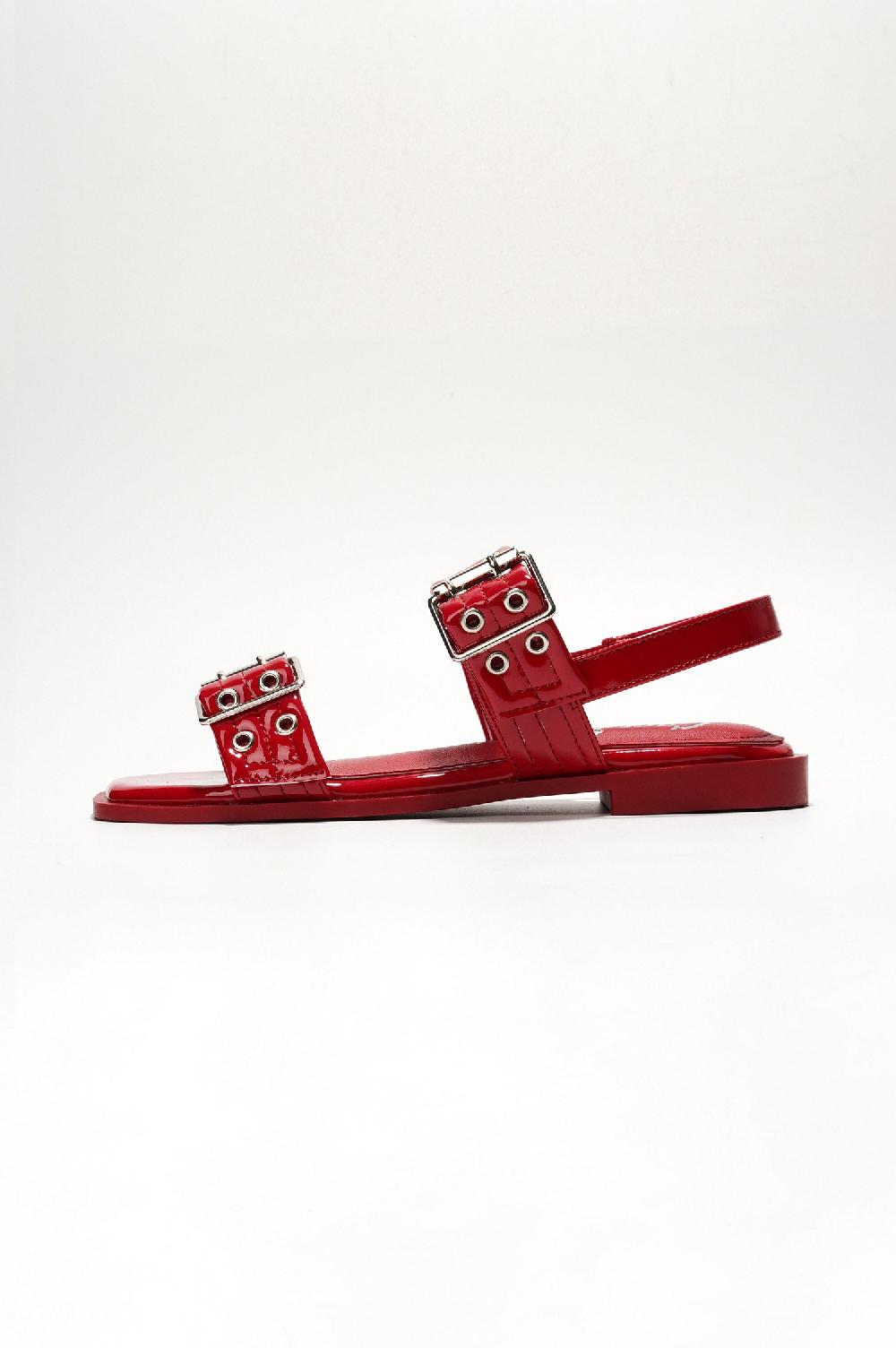 Cape Robbin Mara Buckle Slingback Sandals - Red