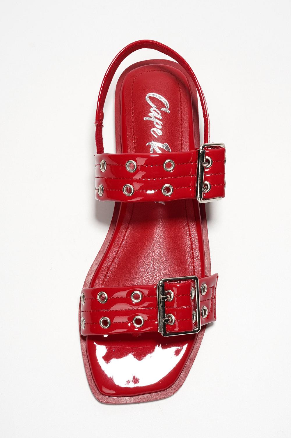 Cape Robbin Mara Buckle Slingback Sandals - Red