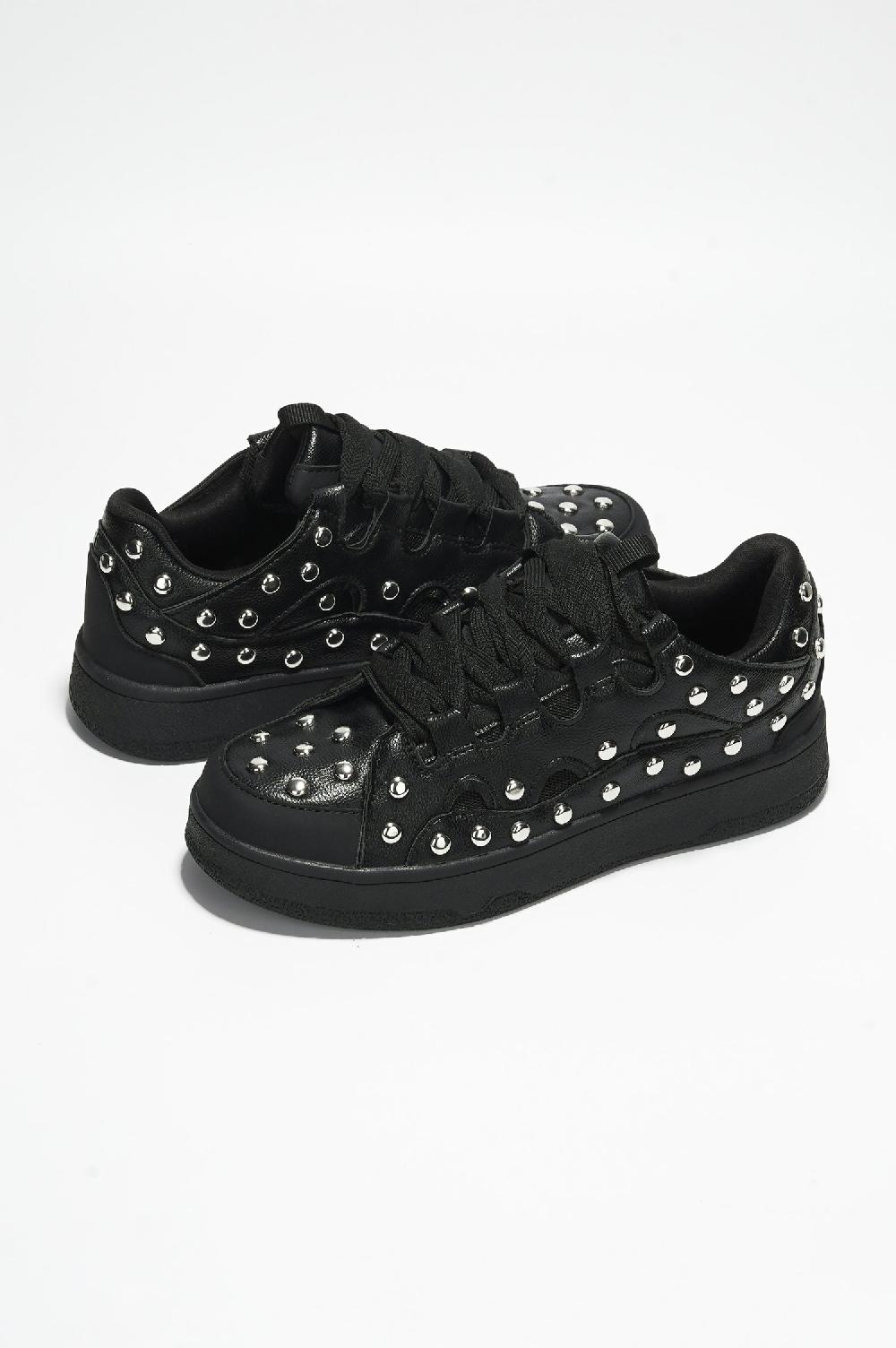 Cape Robbin Rani Studded Lace-up Sneaker - Black