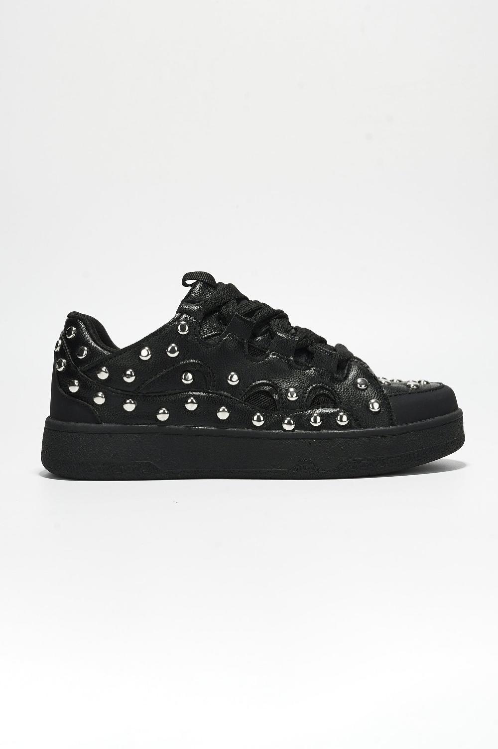 Cape Robbin Rani Studded Lace-up Sneaker - Black