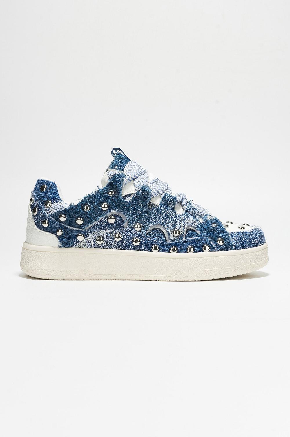 Cape Robbin Rani Studded Lace-up Sneaker - Denim