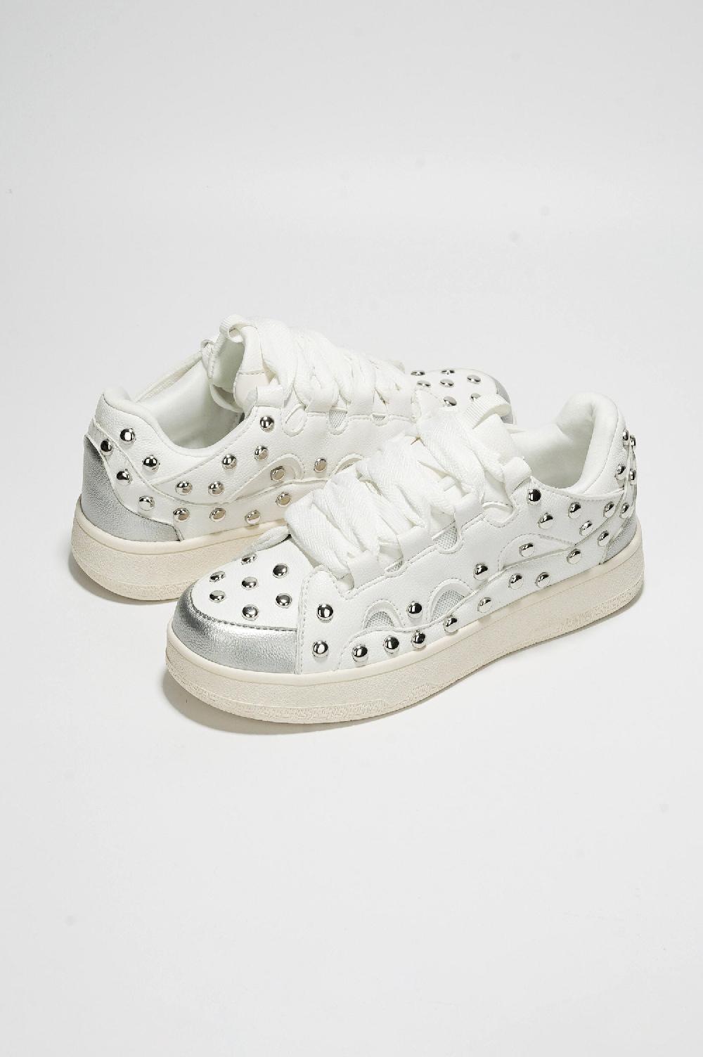 Cape Robbin Rani Studded Lace-up Sneaker - White