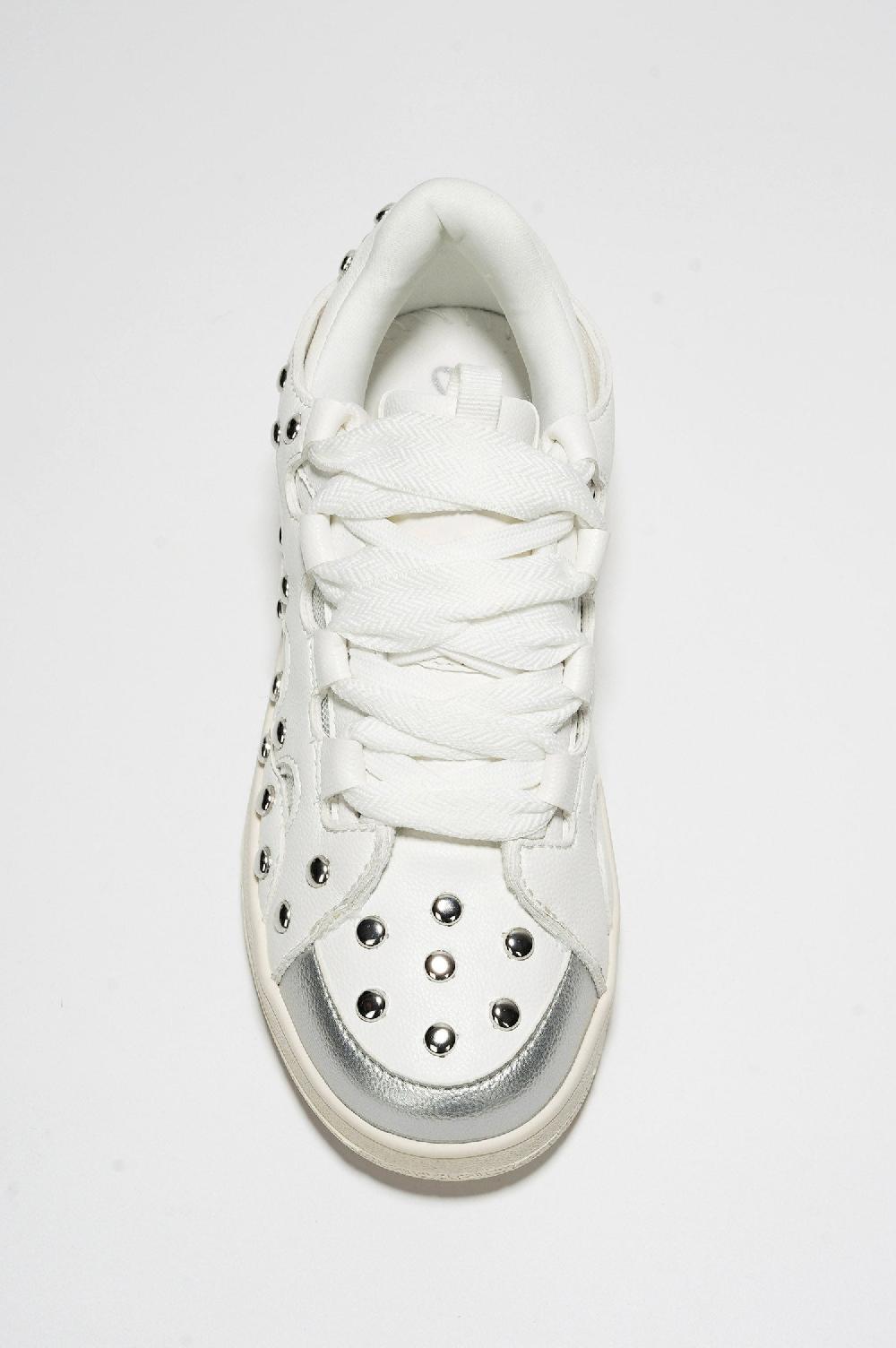 Cape Robbin Rani Studded Lace-up Sneaker - White