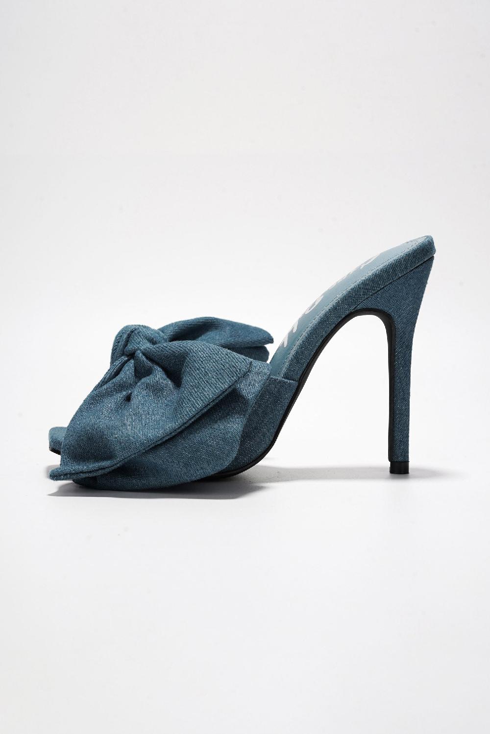 Cape Robbin Rhianna Chic Bow Stiletto Heels - Denim