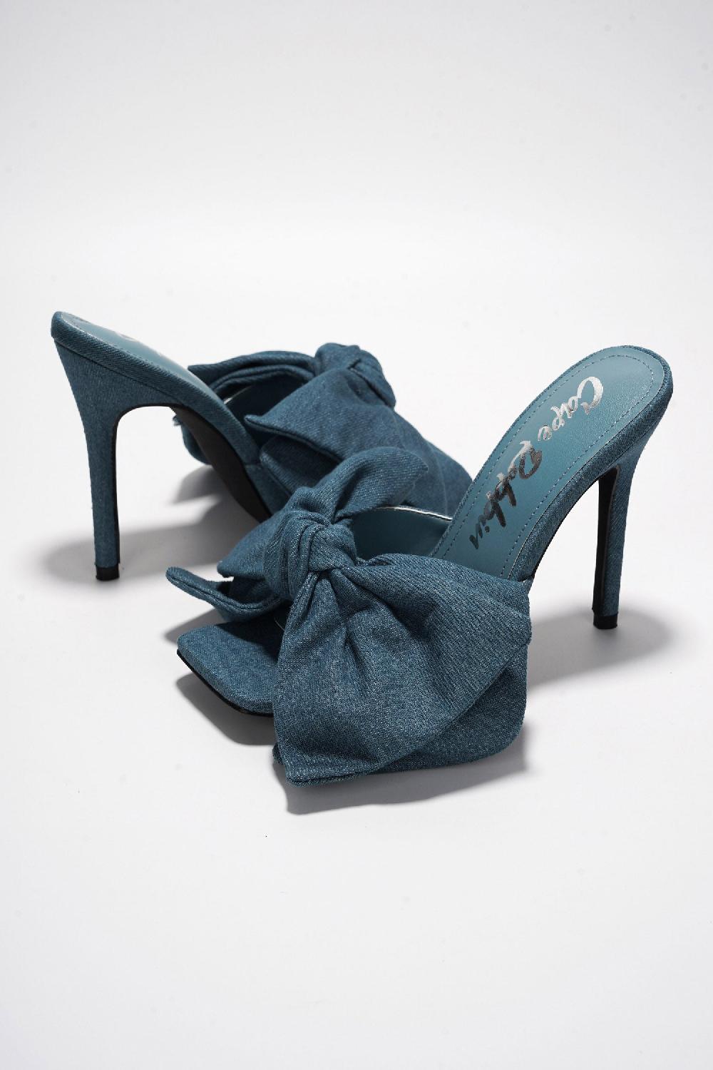 Cape Robbin Rhianna Chic Bow Stiletto Heels - Denim